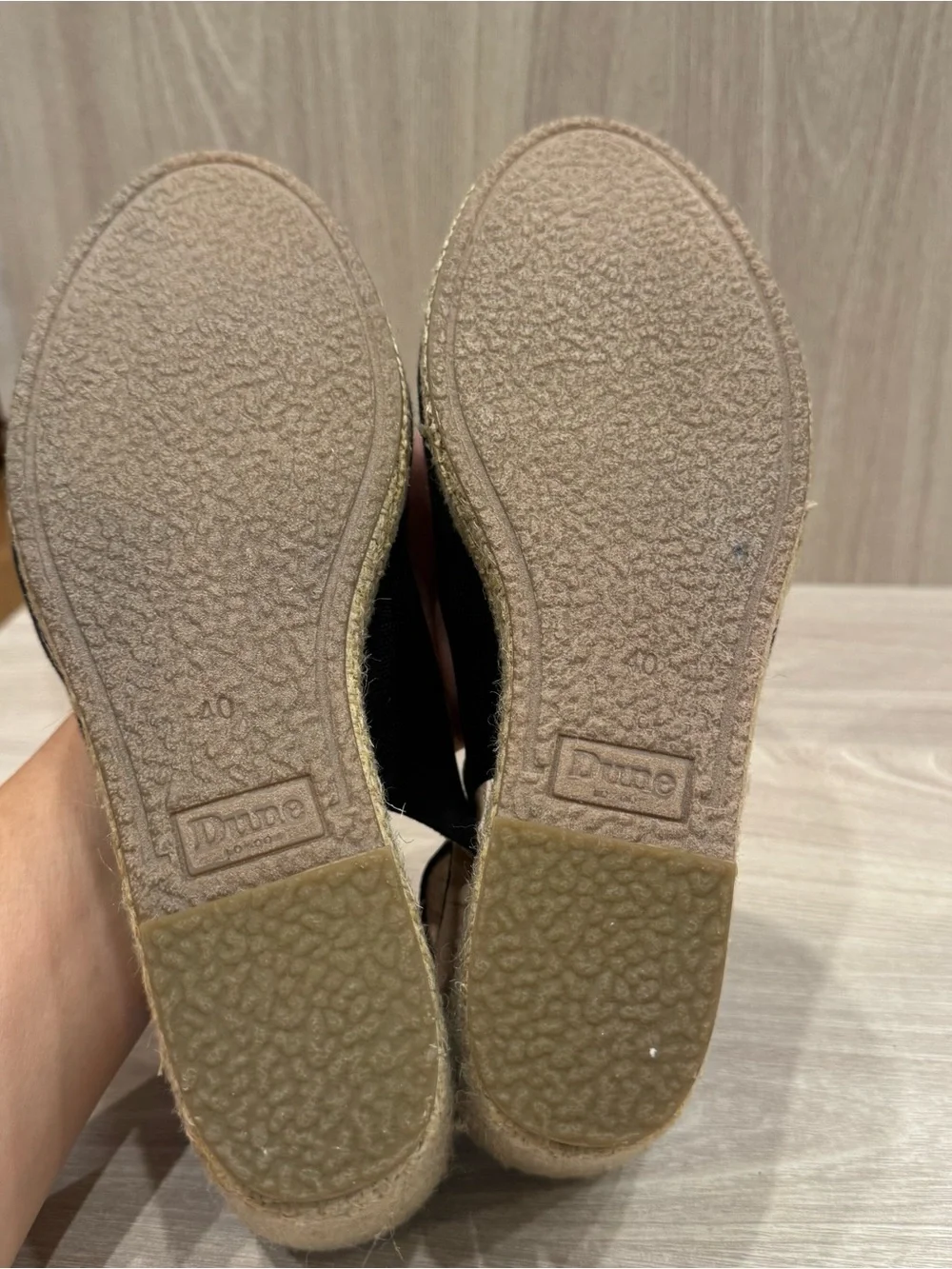 Dune London Black Canvas Espadrille Wedge Slingbacks